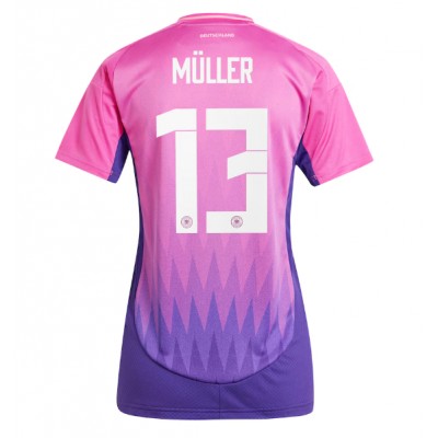 Ženski Nogometni dresi Nemčija Thomas Muller #13 Gostujoči EP 2024 Kratek Rokav Ženski Nogometni dresi Nemčija Thomas Muller #13 Gostujoči EP 2024 Kratek Rokav